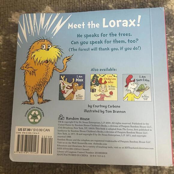 Dr Seuss I Am the Lorax Board Book & Plush Lorax Character - Picture 4 of 8
